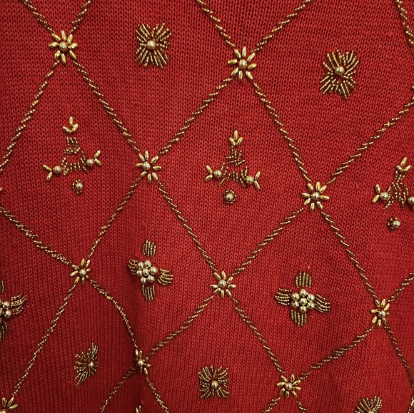 Vintage Beaded Christmas Sweater - Picture 2 of 4